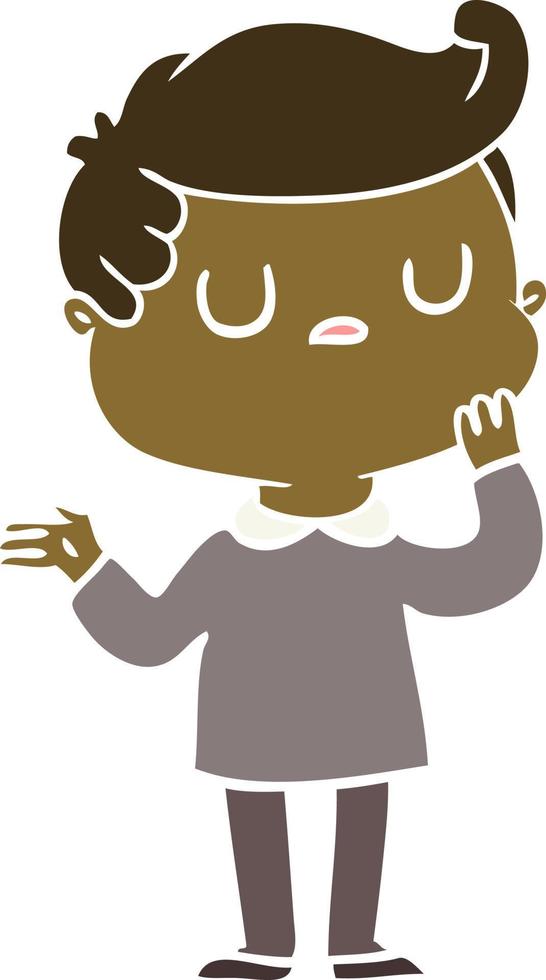 flat color style cartoon man wondering vector