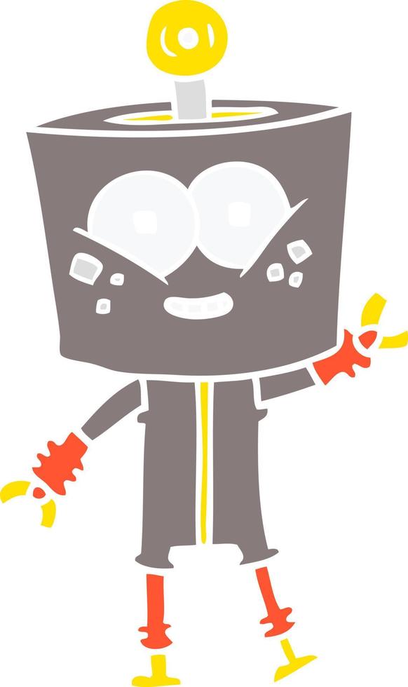 happy flat color style cartoon robot vector