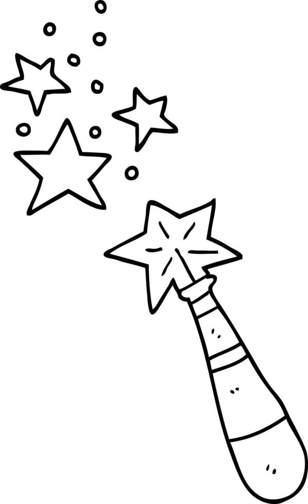 line drawing cartoon magic wand vector