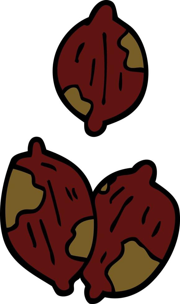 caricatura, garabato, nueces, en, cáscaras vector