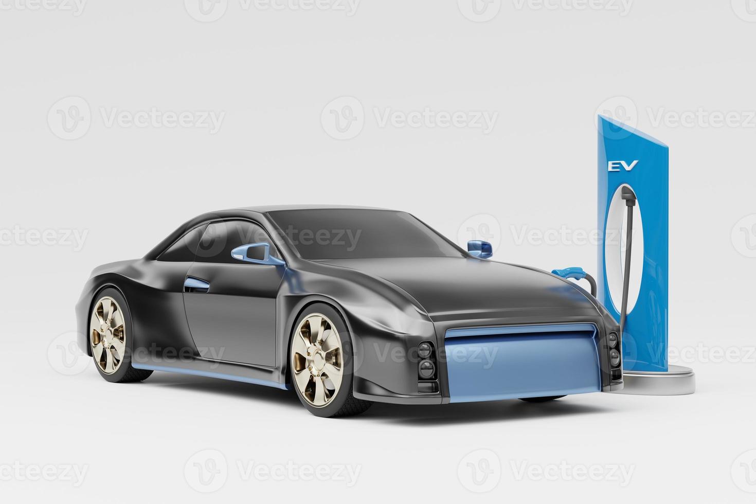 Electric vehicle EV car with Energy Station Charging 3D Rendering photo