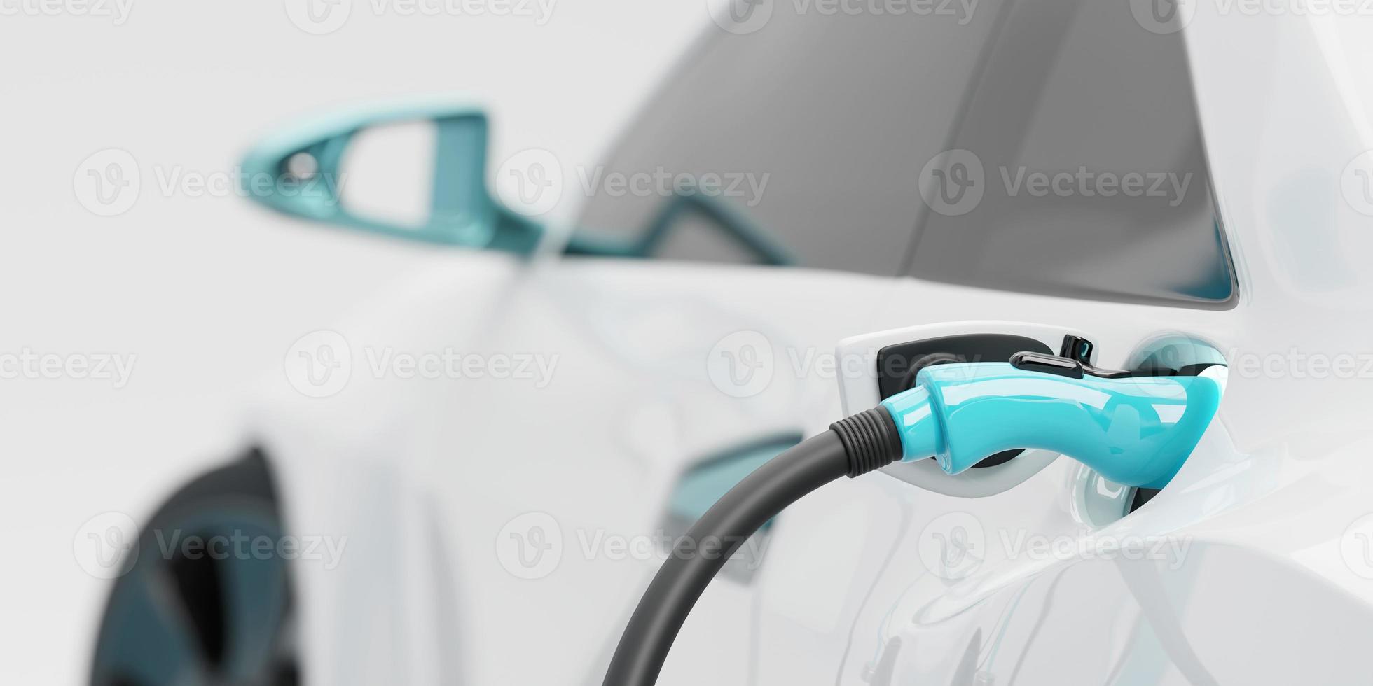 Electric vehicle EV car with Energy Station Charging Main object soft Focus 3D Rendering photo