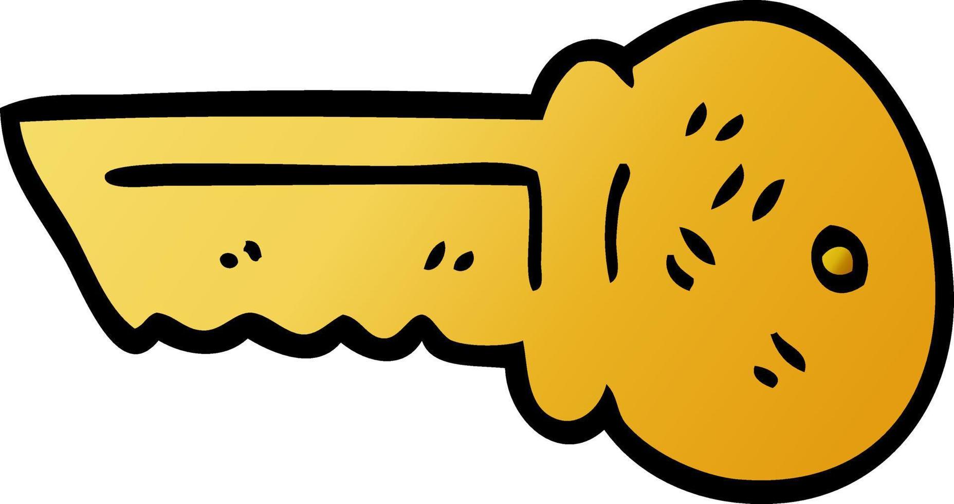 cartoon doodle gold key vector