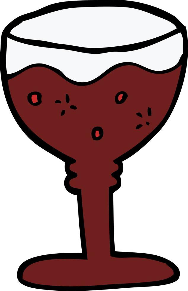 cartoon doodle glass of red wine vector