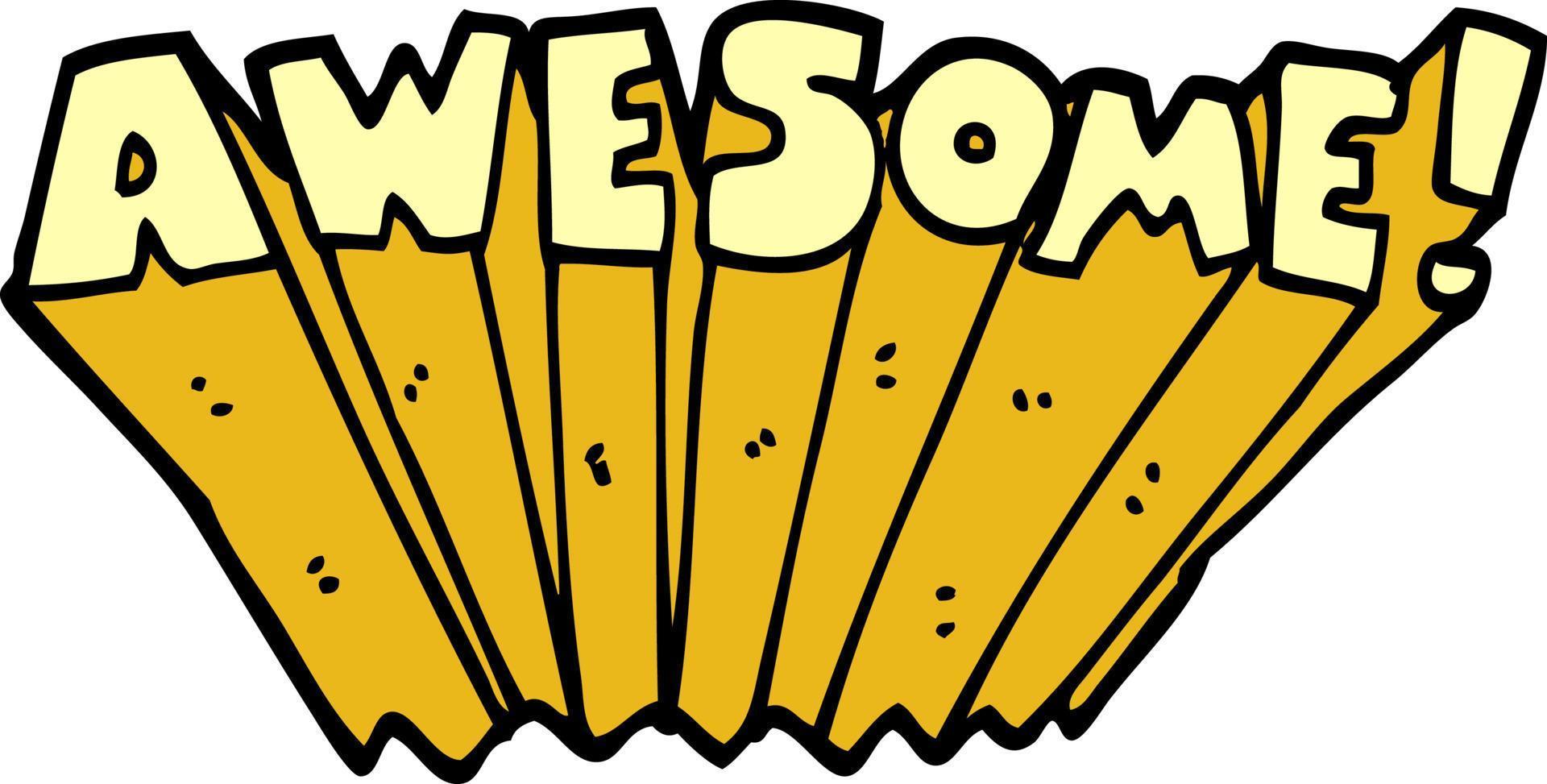 cartoon doodle awesome word vector