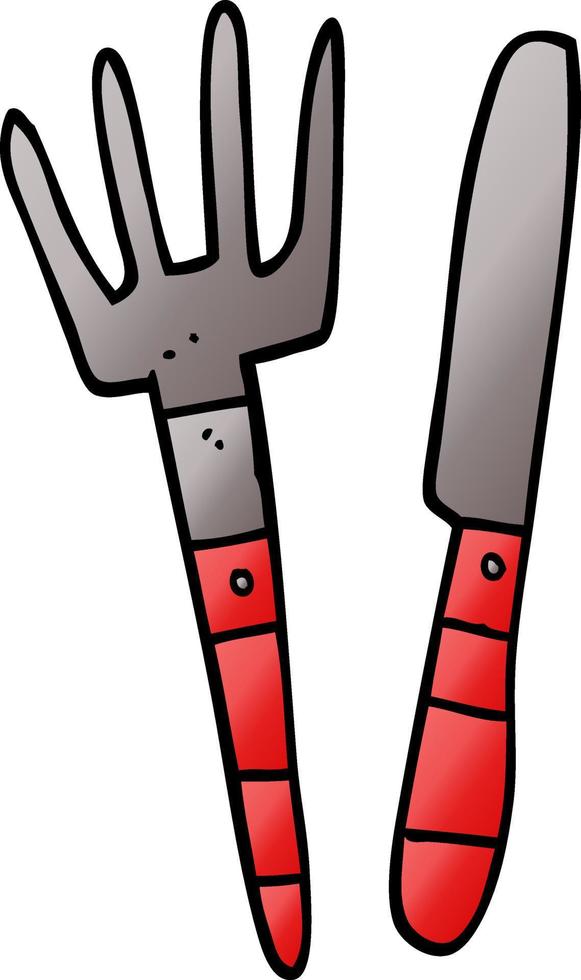 cartoon doodle knife and fork vector