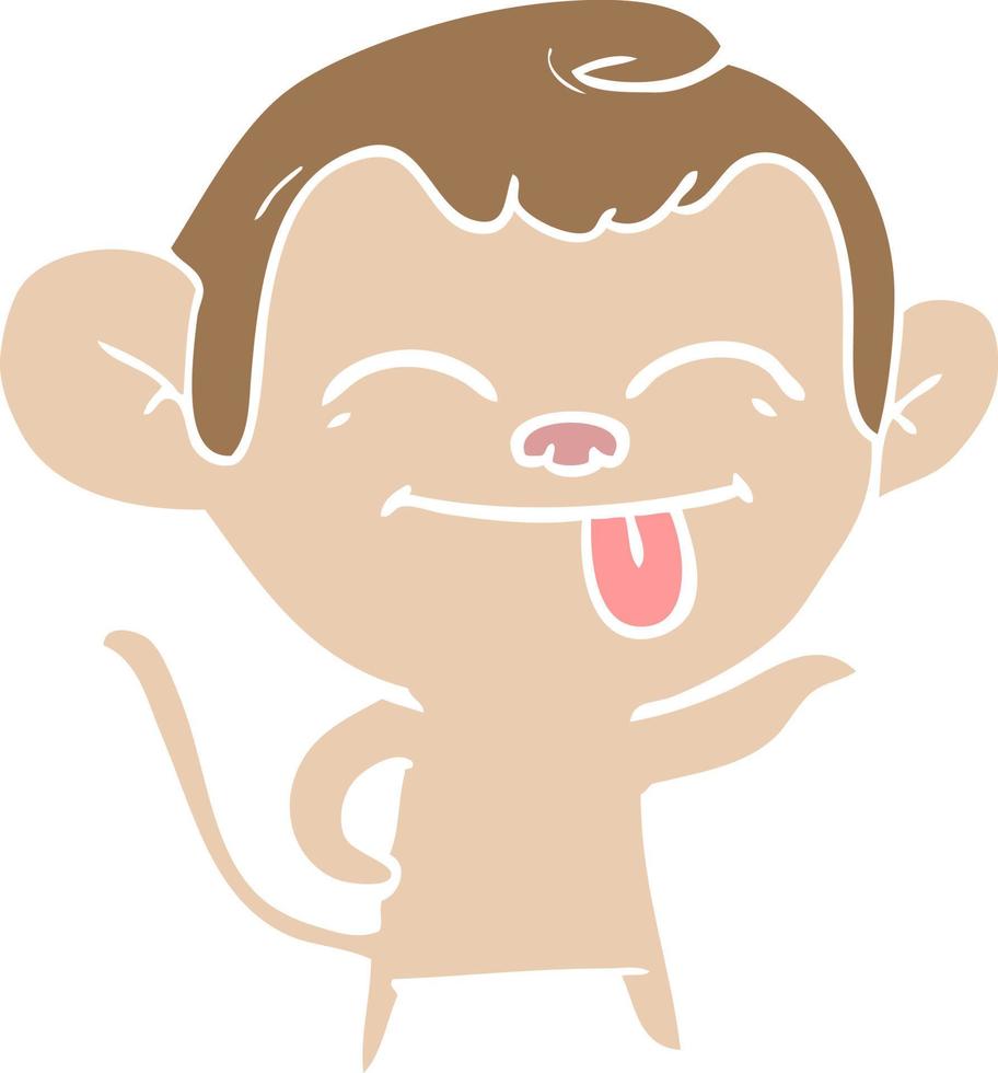 funny flat color style cartoon monkey vector