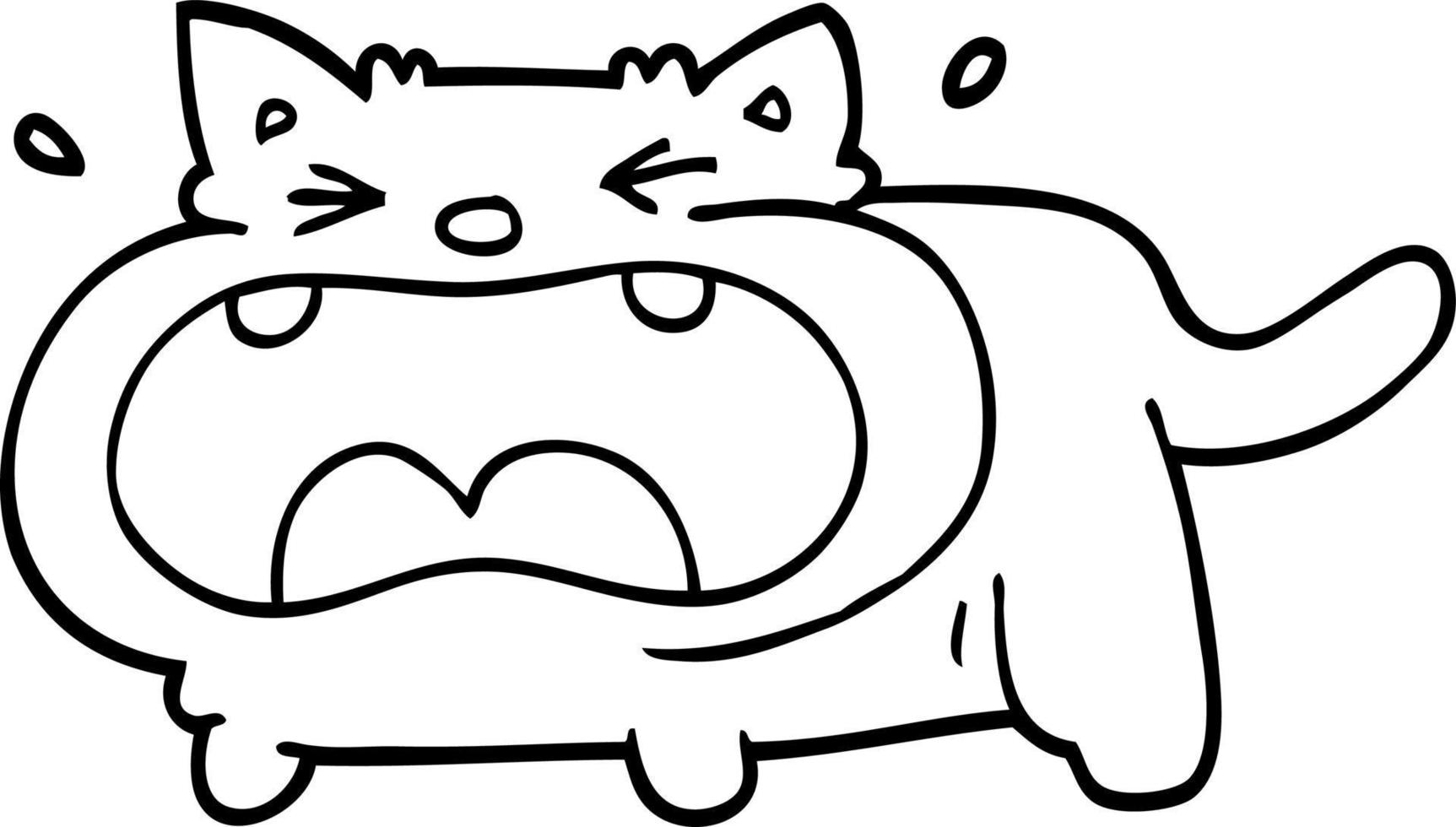 line drawing cartoon crying cat vector