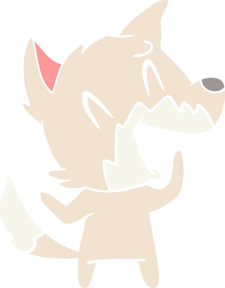 laughing fox flat color style cartoon vector
