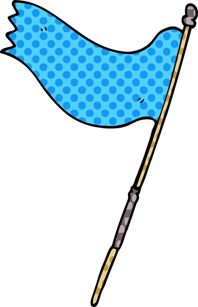 cartoon doodle of a blue flag vector