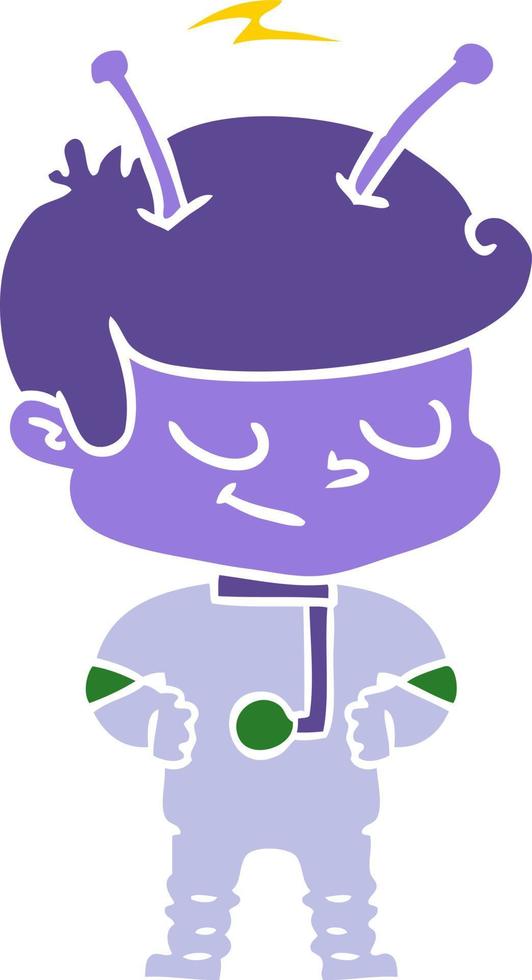 friendly flat color style cartoon spaceman vector