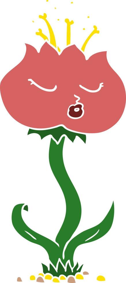 cute flat color style cartoon flower vector