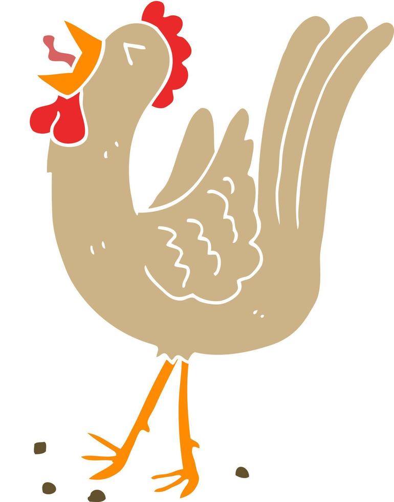 flat color style cartoon crowing cockerel vector