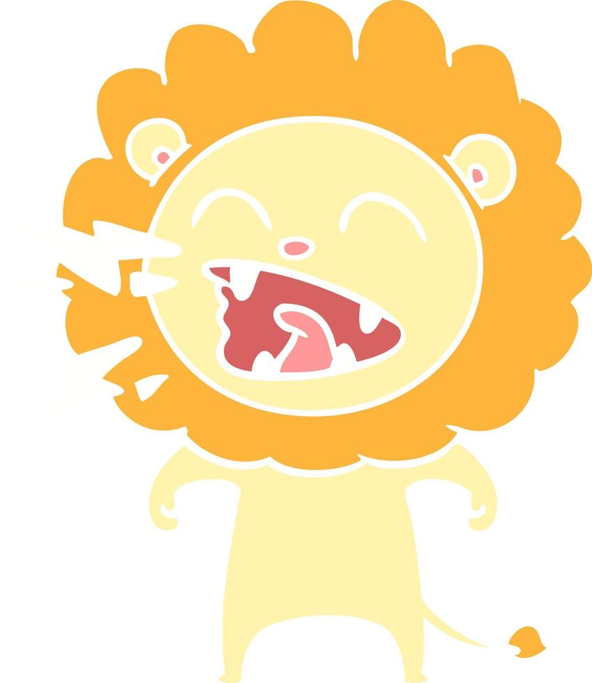 flat color style cartoon roaring lion vector