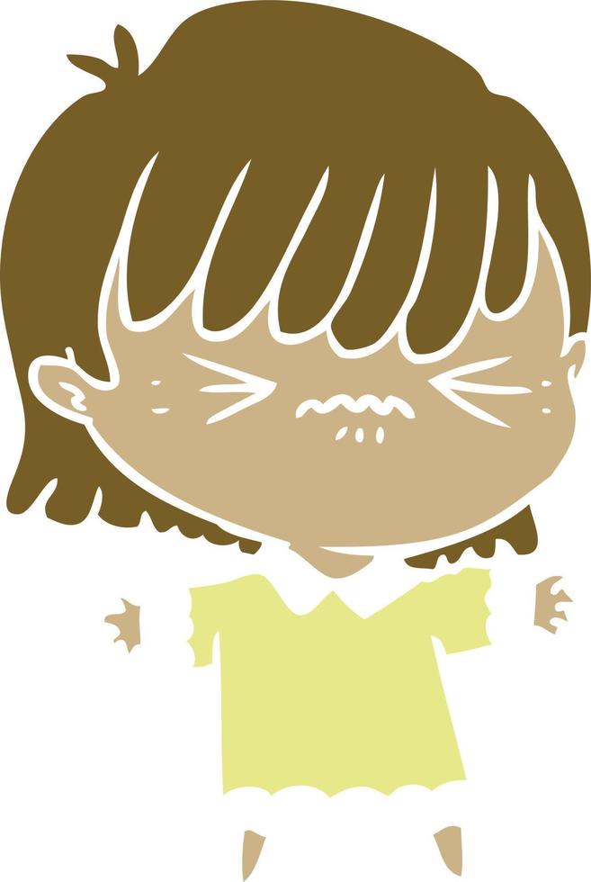 niña de dibujos animados de estilo de color plano molesto vector