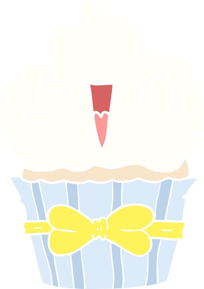 happy flat color style cartoon cupcake vector