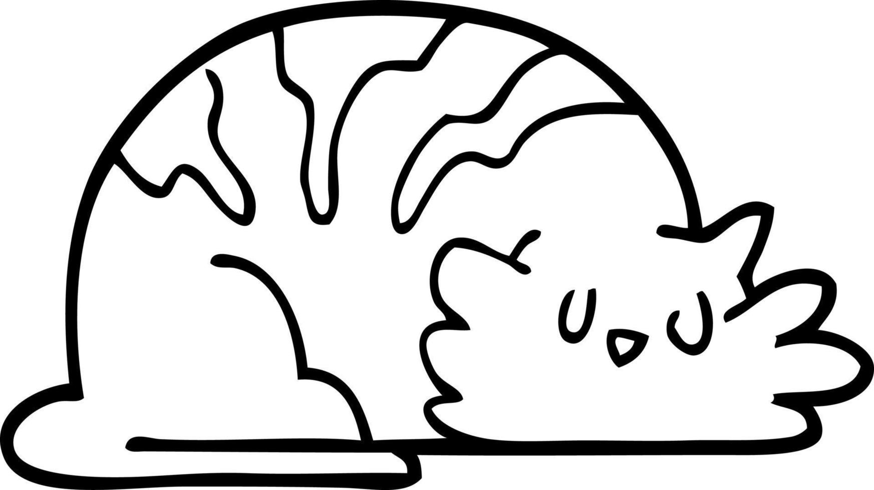 line drawing cartoon sleepy cat vector