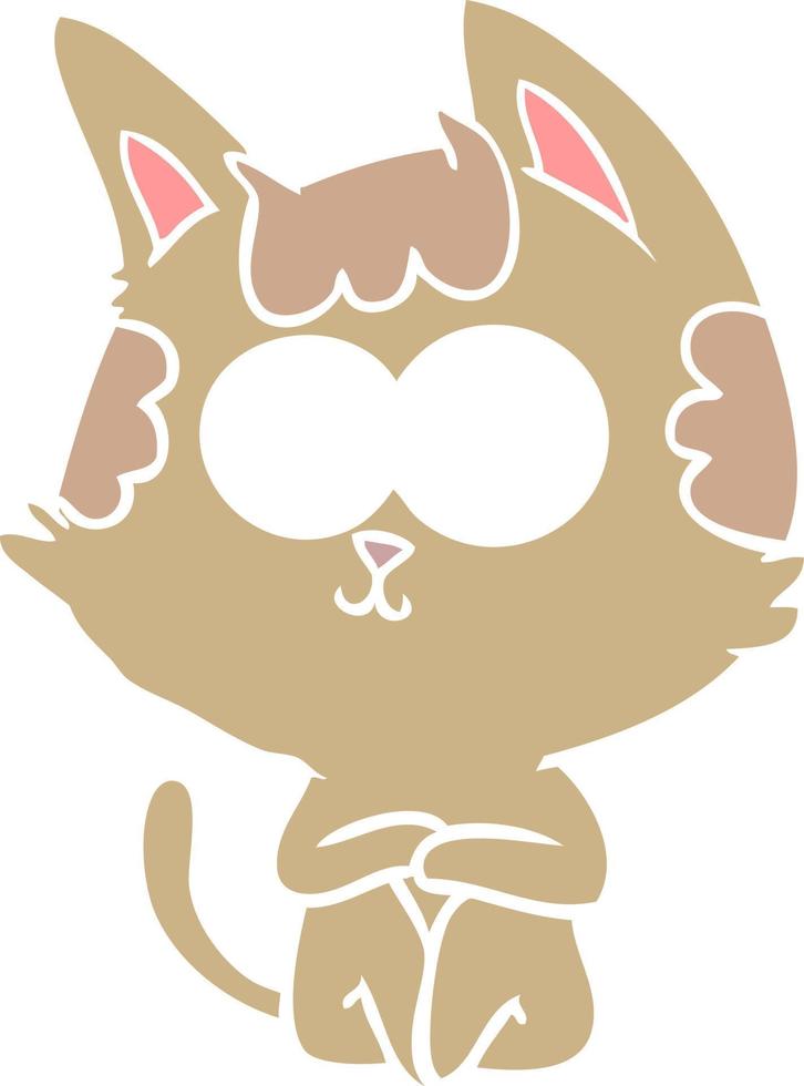 happy flat color style cartoon cat vector