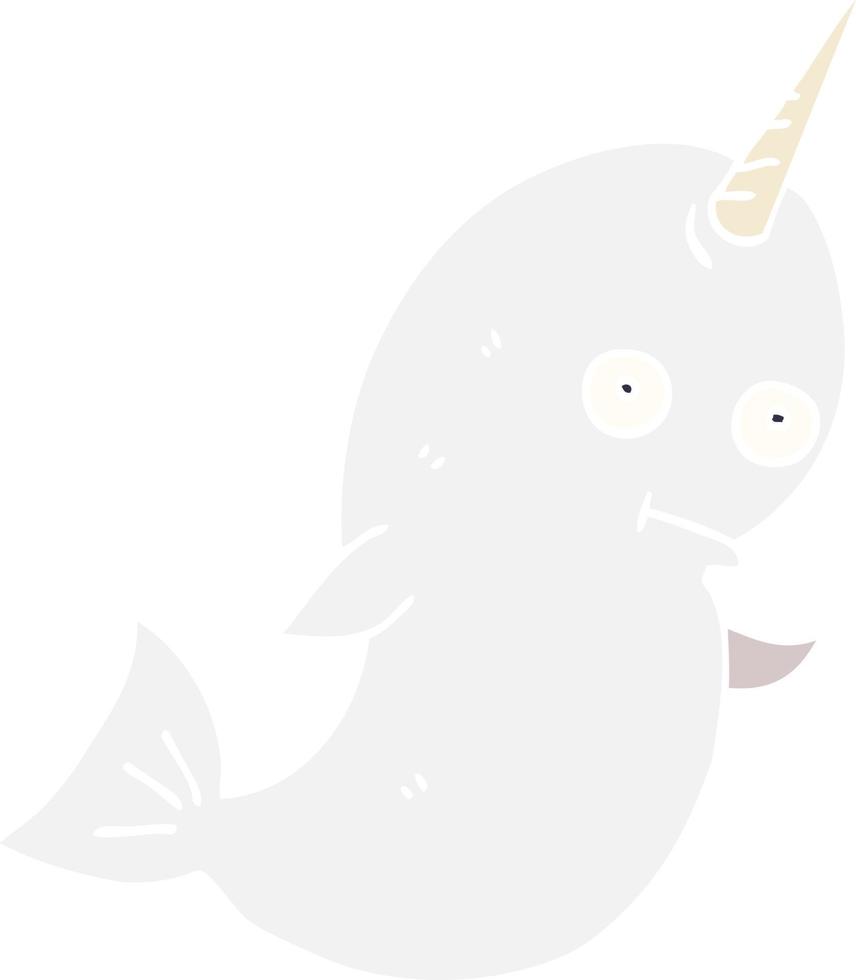 cartoon doodle white narwhal vector