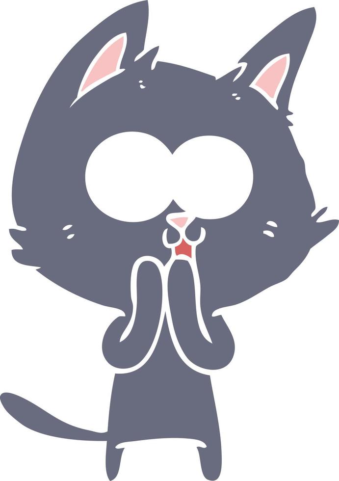 funny flat color style cartoon cat vector