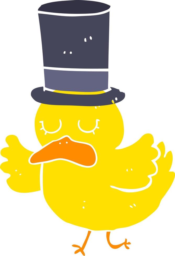 flat color style cartoon duck wearing top hat vector