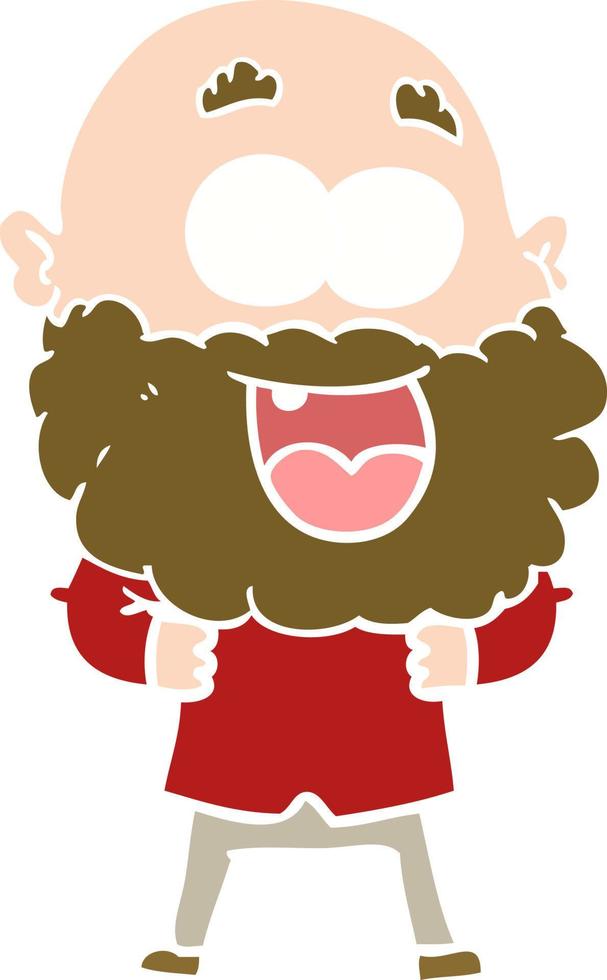 hombre feliz loco de dibujos animados de estilo de color plano con barba vector