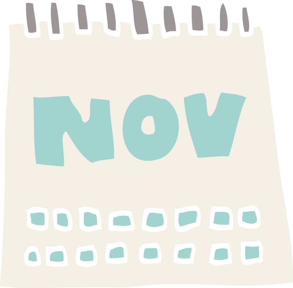 cartoon doodle calendar showing month of november vector