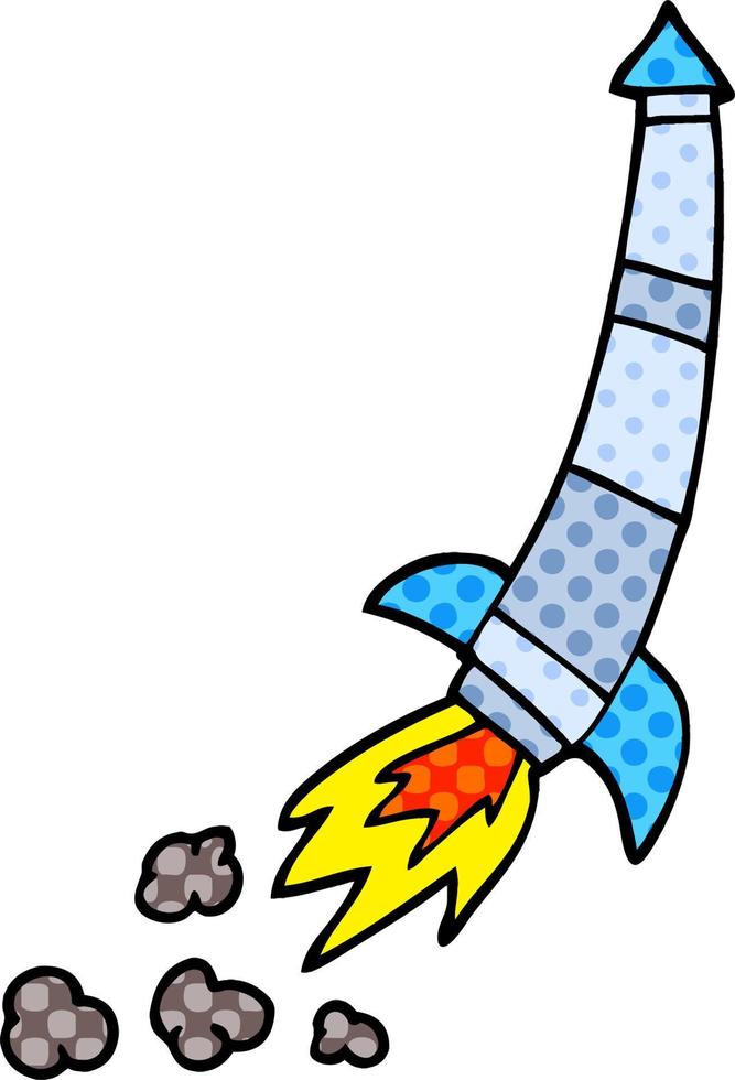 cartoon doodle space rocket vector