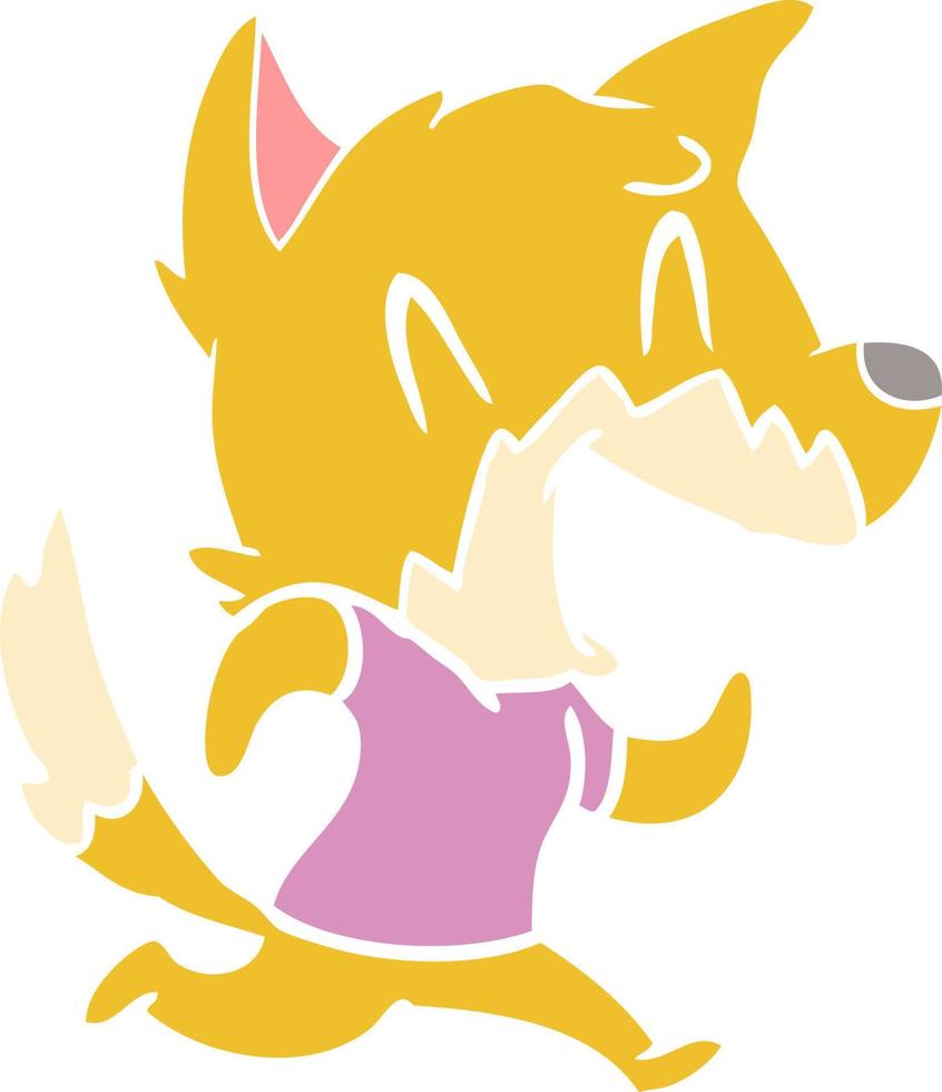 laughing fox running away vector