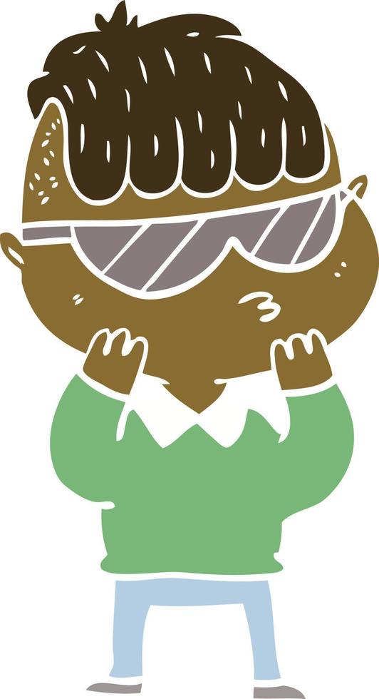 flat color style cartoon boy wearing sunglasses vector