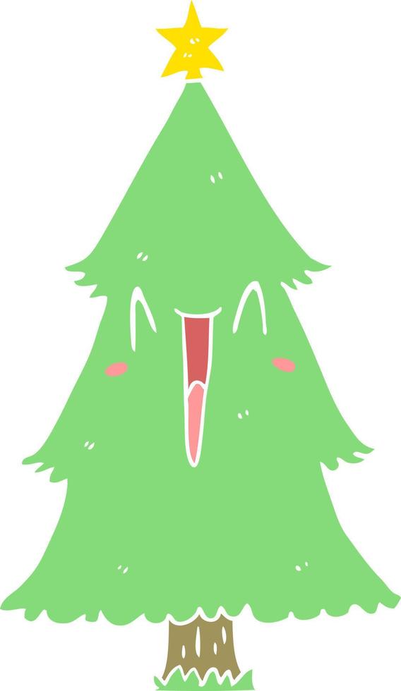 flat color style cartoon christmas tree vector