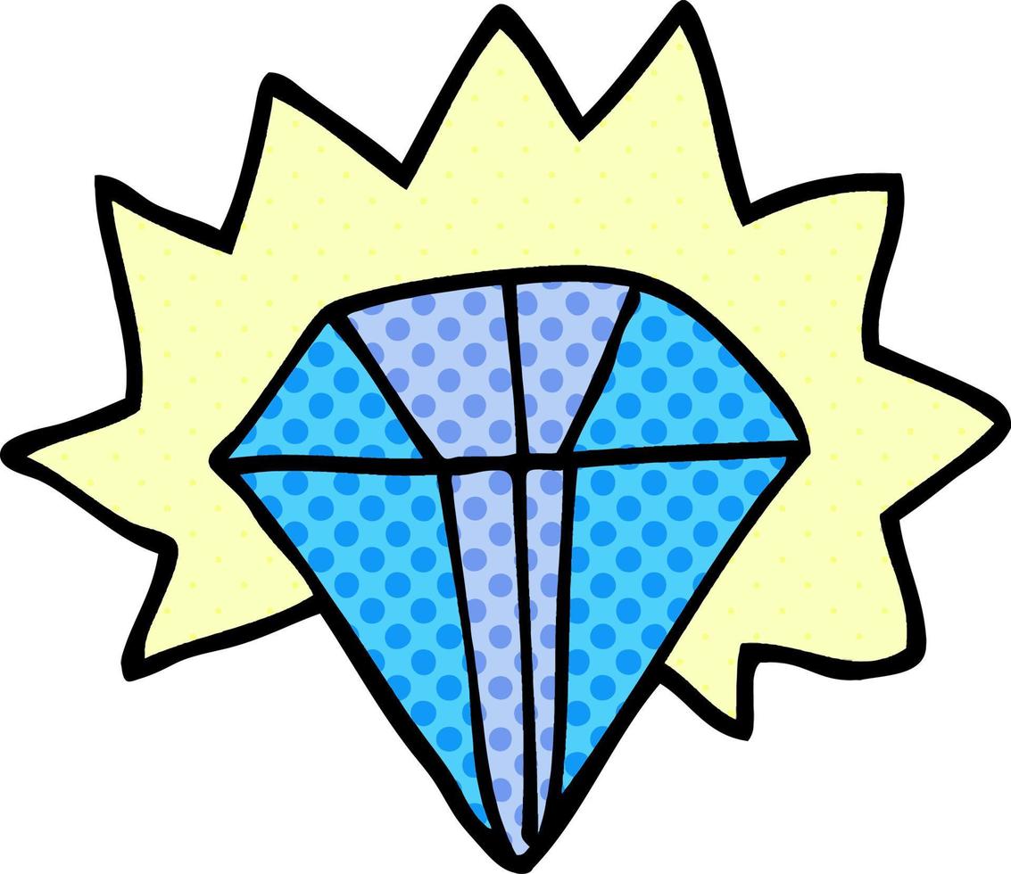 cartoon doodle shining diamond vector