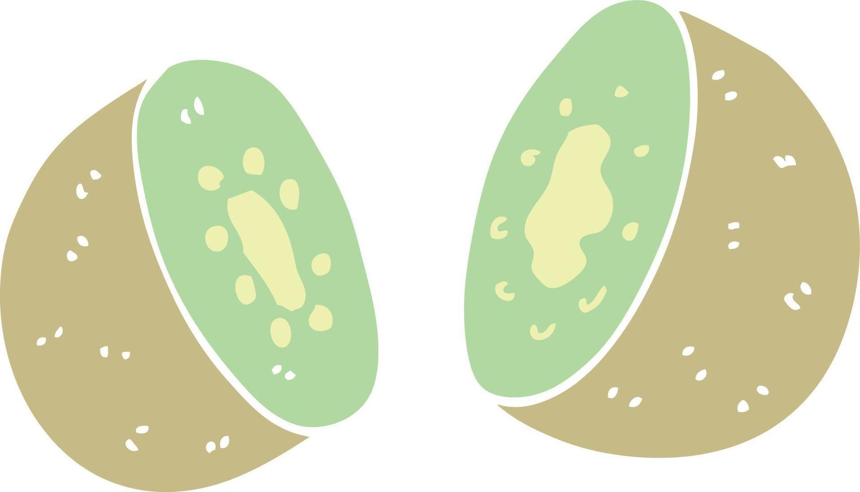 kiwi de dibujos animados de estilo de color plano vector