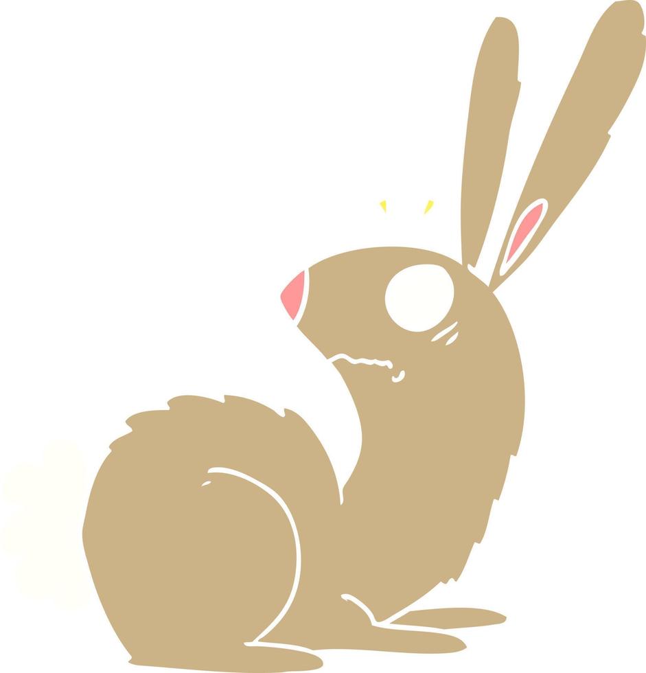 flat color style cartoon startled bunny rabbit vector