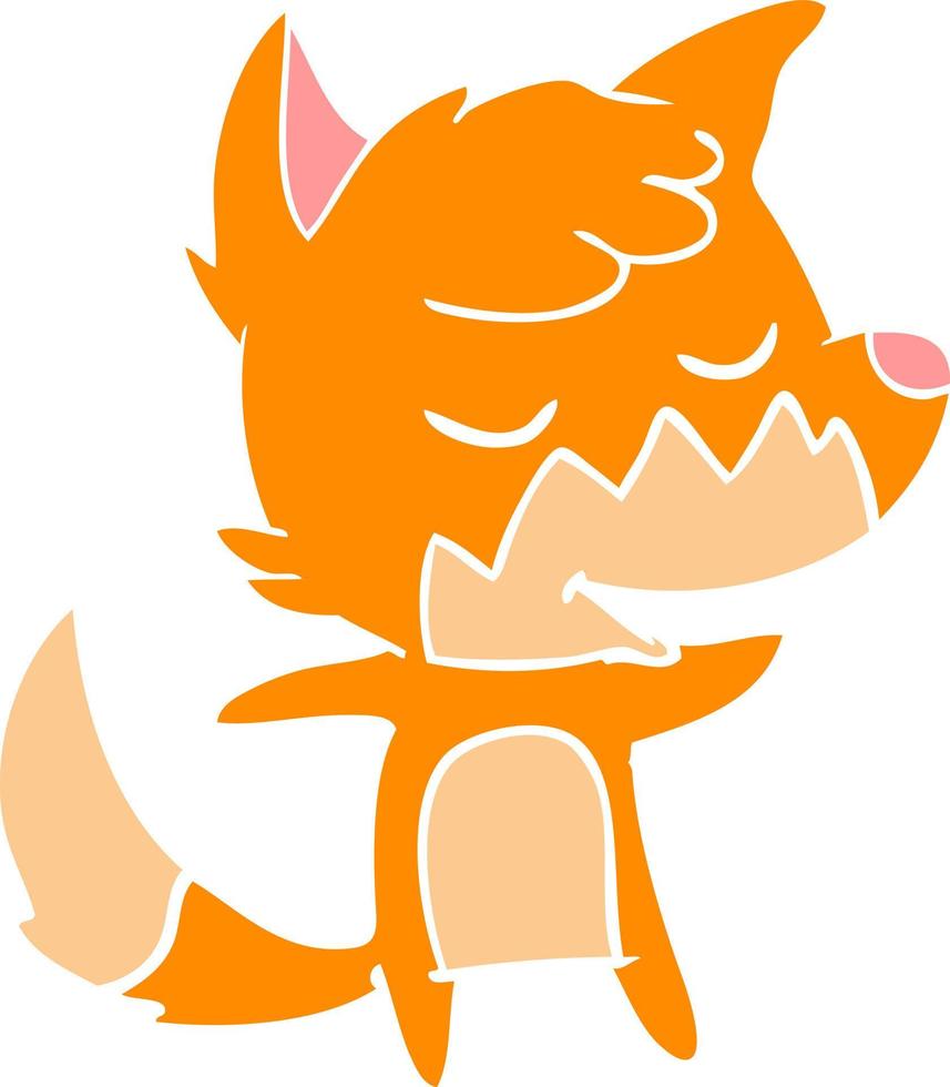 friendly flat color style cartoon fox vector