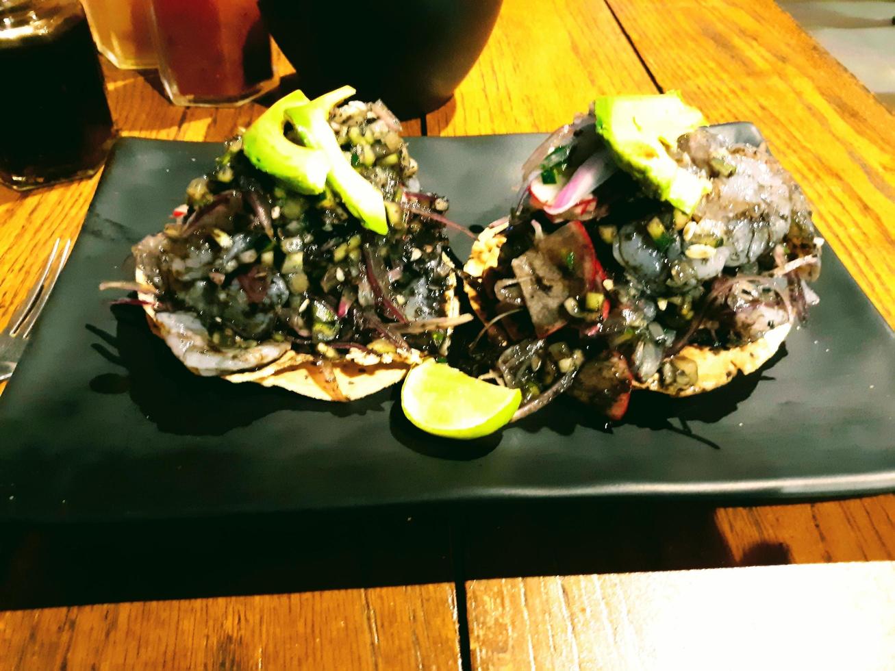 Black Aguachile Shrimp Tostada photo