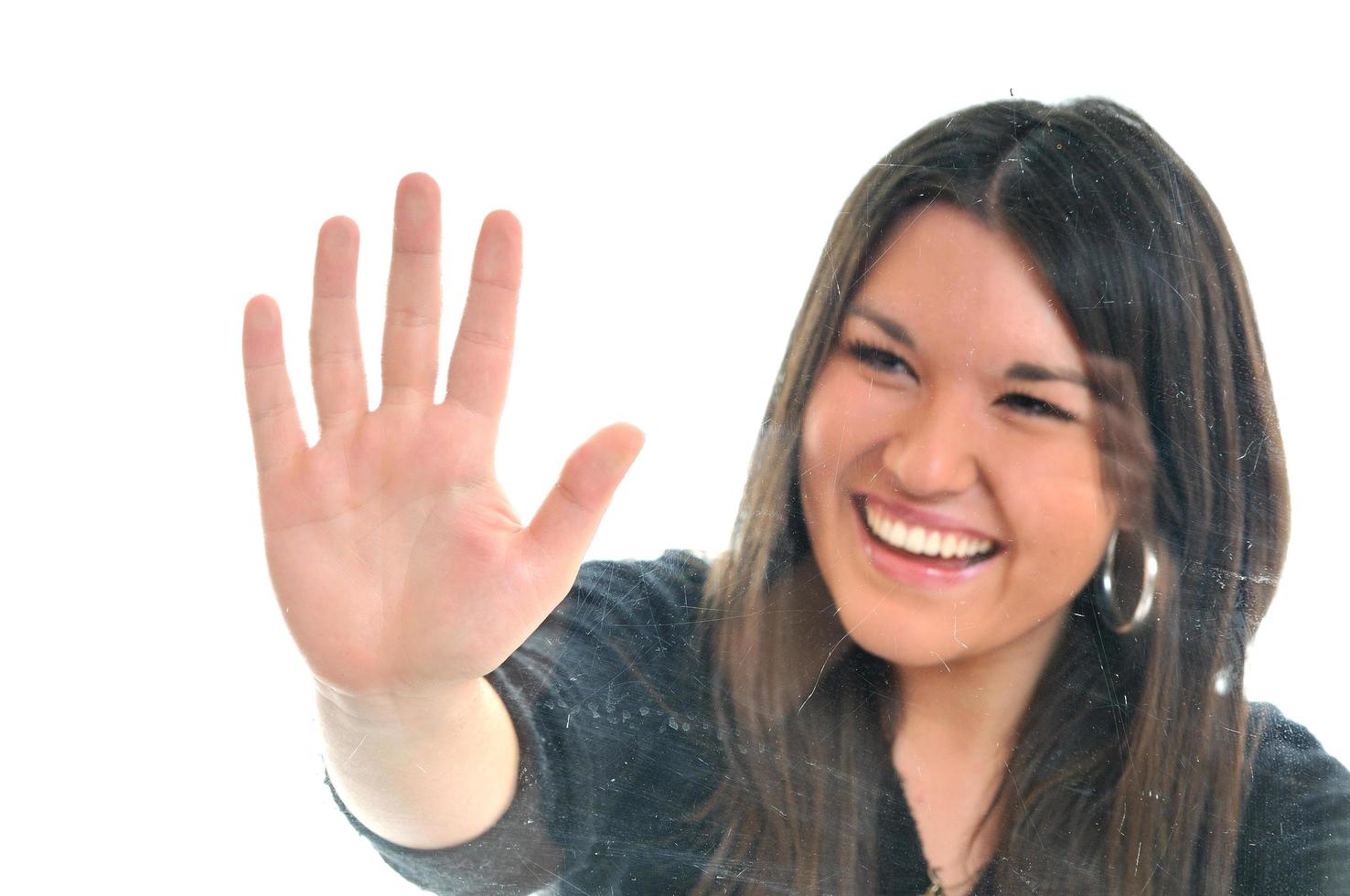 pantalla de mano de mujer foto