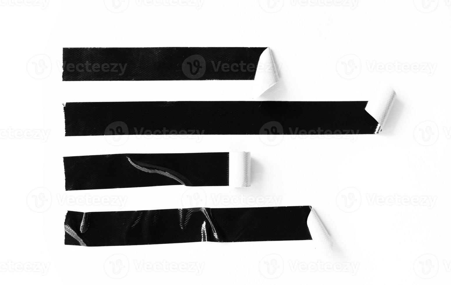 set of black duct tape in abstract form for design element on isolated white background photo