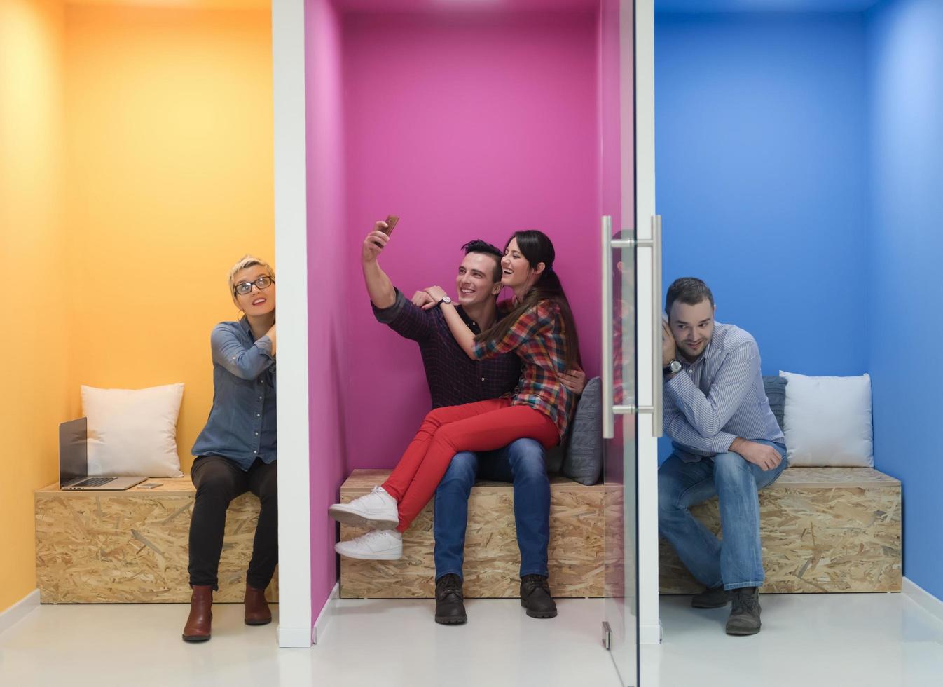 group of business people in creative working  space photo