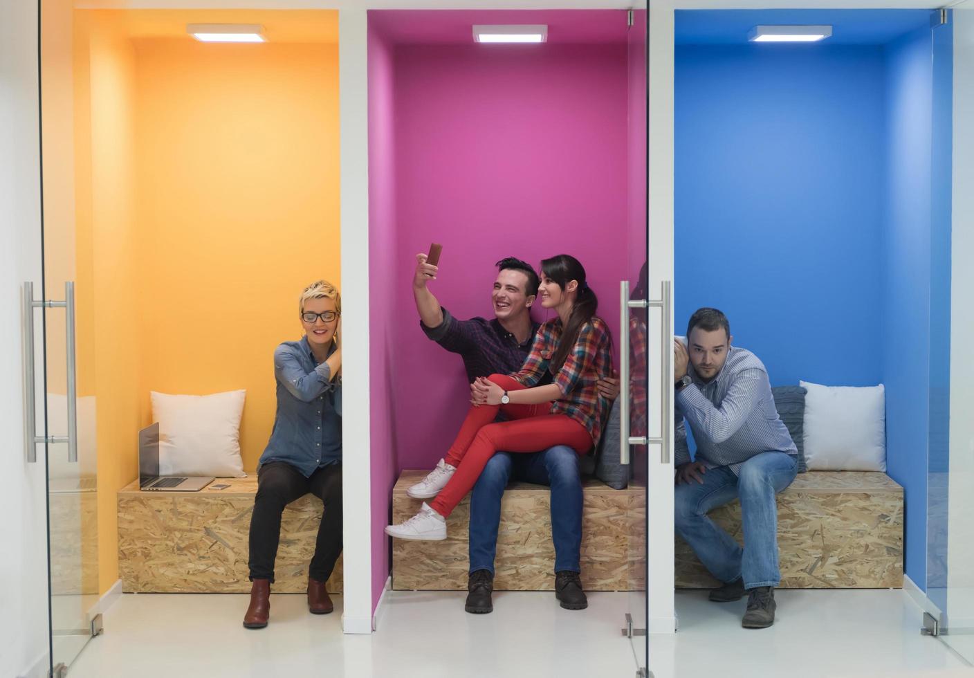 group of business people in creative working  space photo