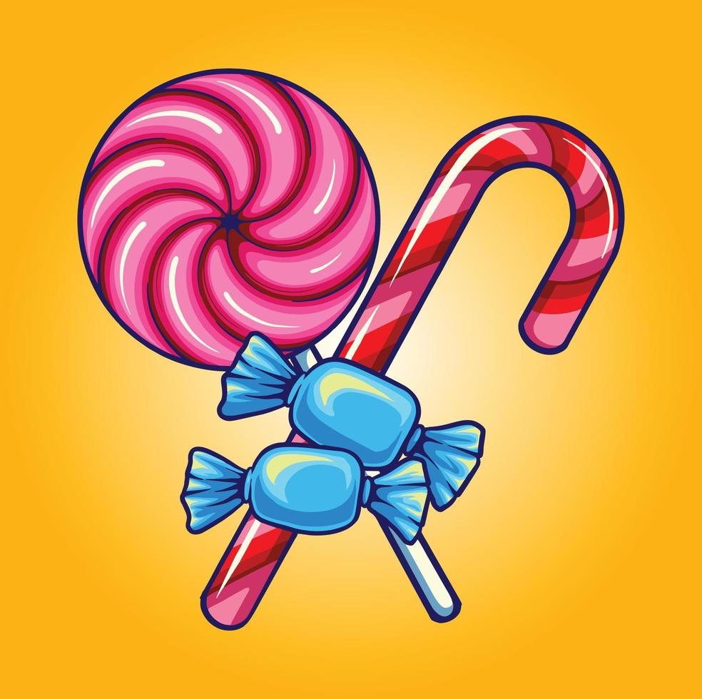 Funny candy sweet lollipop illustration vector