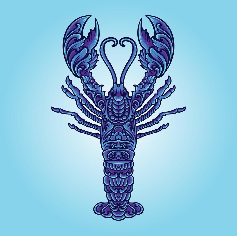 Luxury antique lobster ornament illustration vector