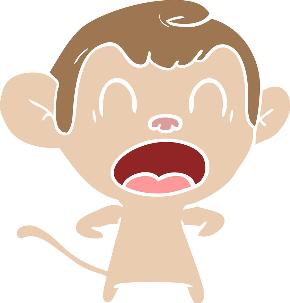 shouting flat color style cartoon monkey vector