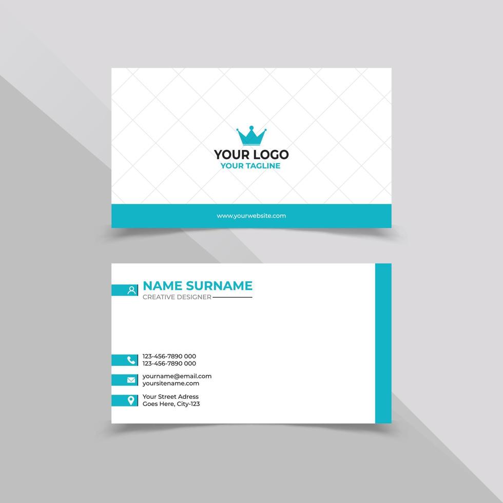 Minimal Business card design template in white blue color vector