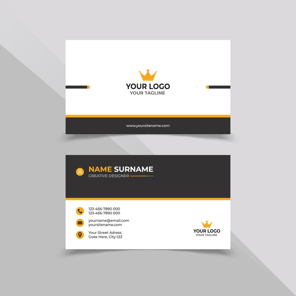 Minimal Business card design template in white black and yellow color vector