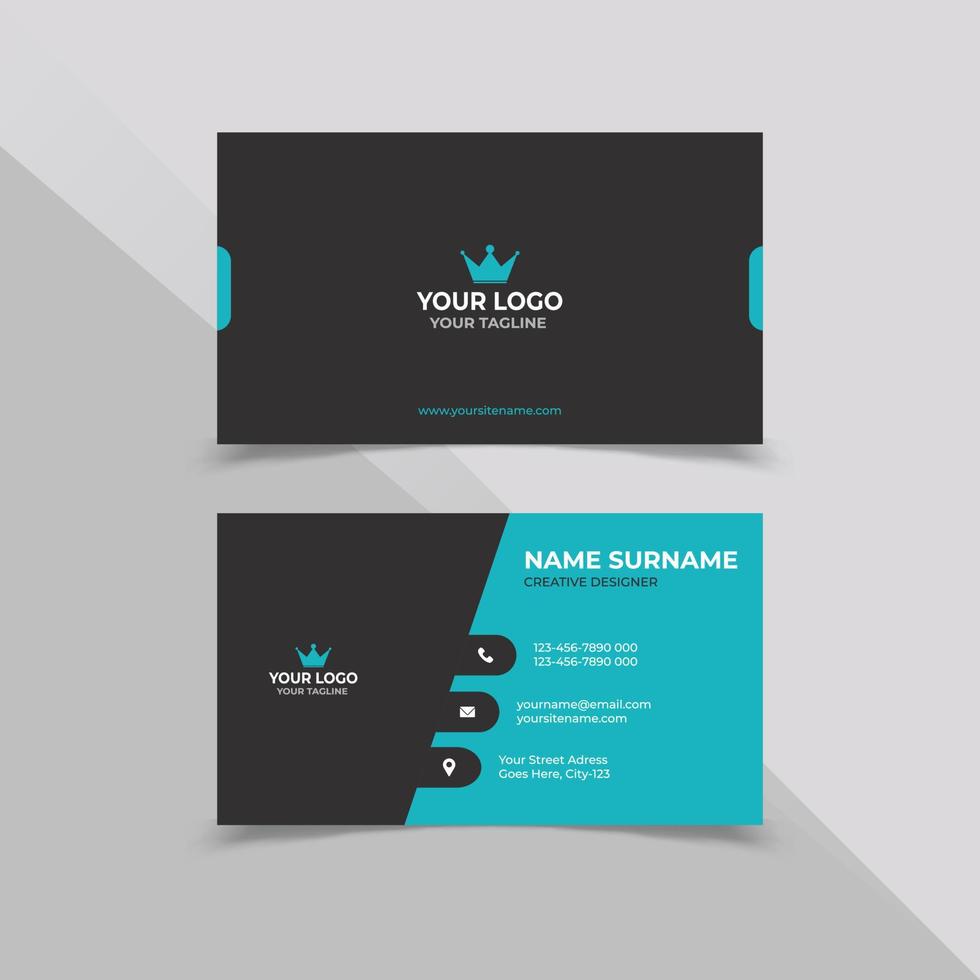 Creative Business card design in black and blue color vector