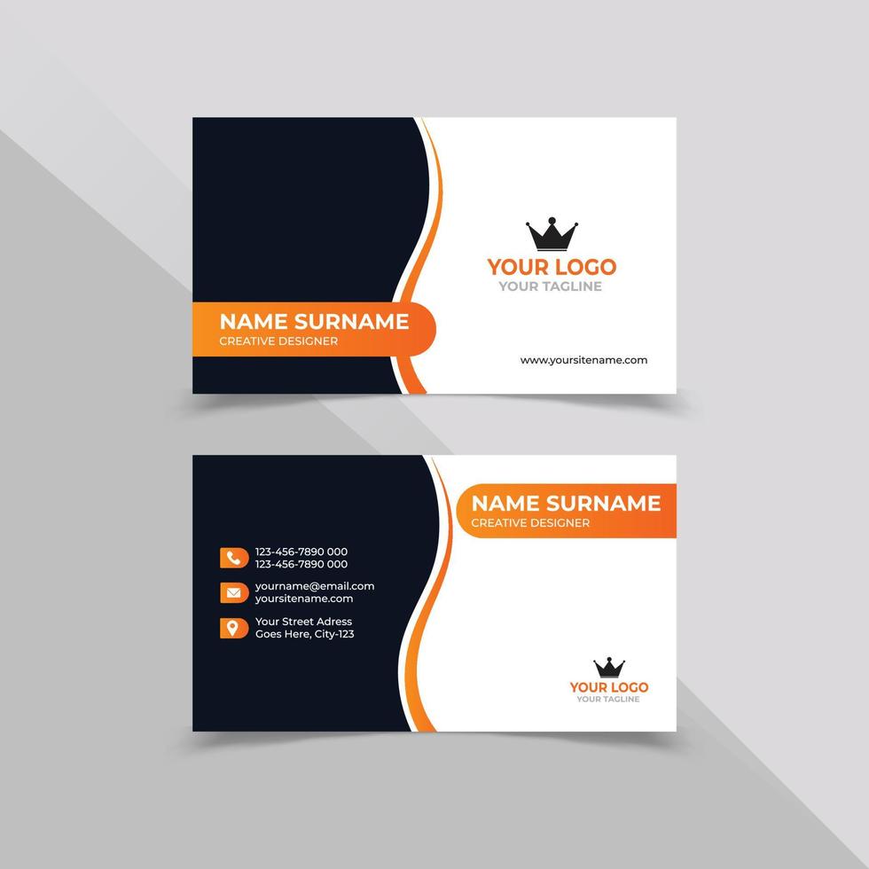 Creative Business card design template in white black and orange color vector