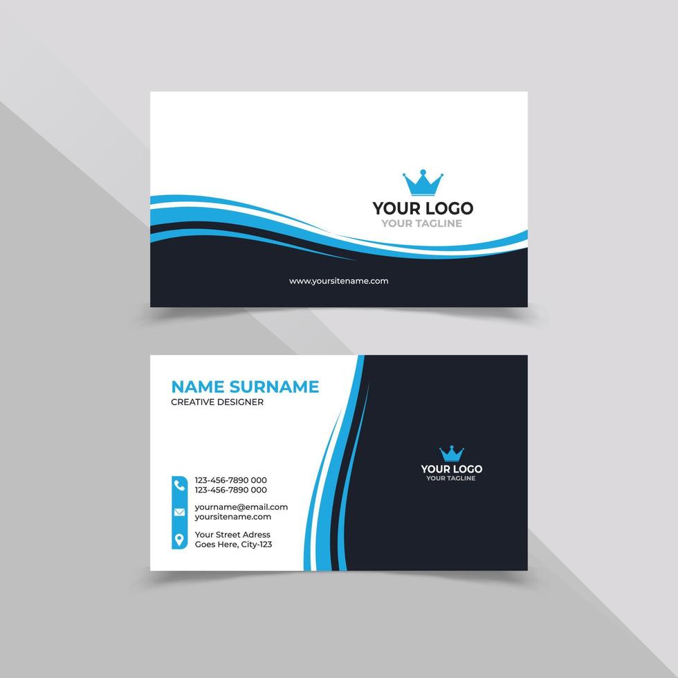 Creative Business Card design in white black and blue color vector