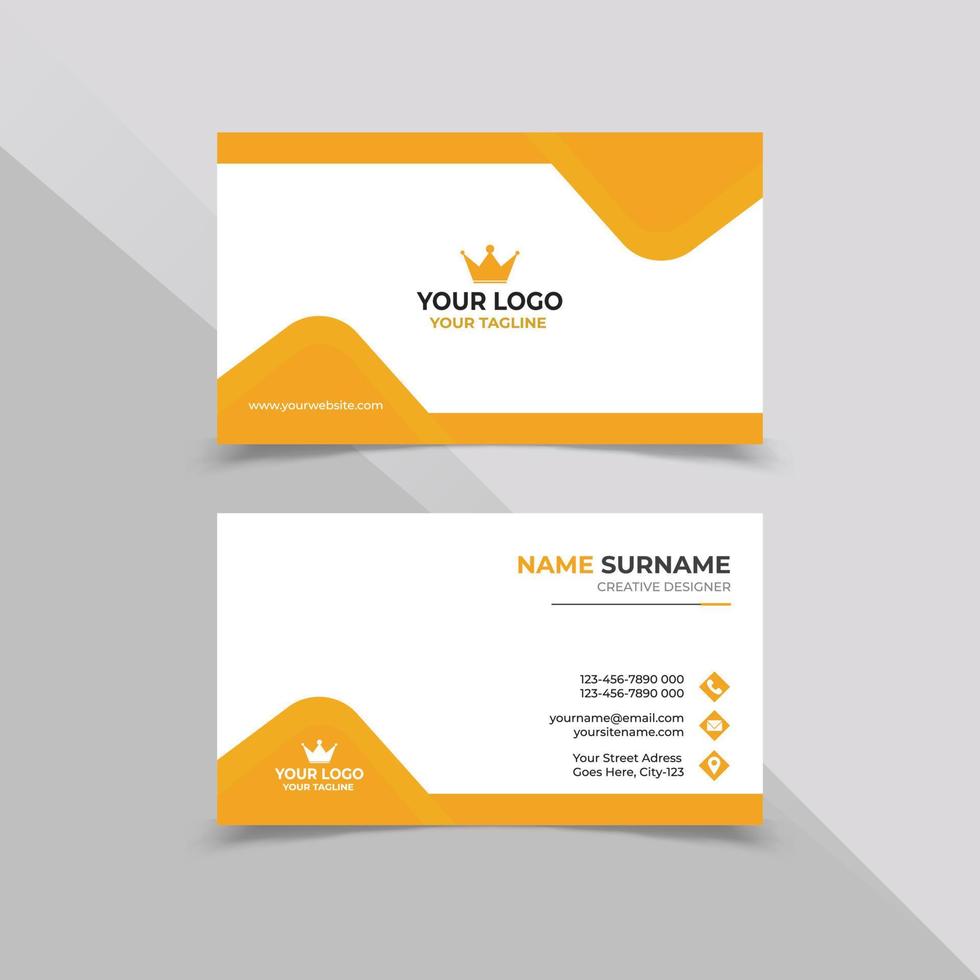 Creative Business card design template in white and yellow color vector