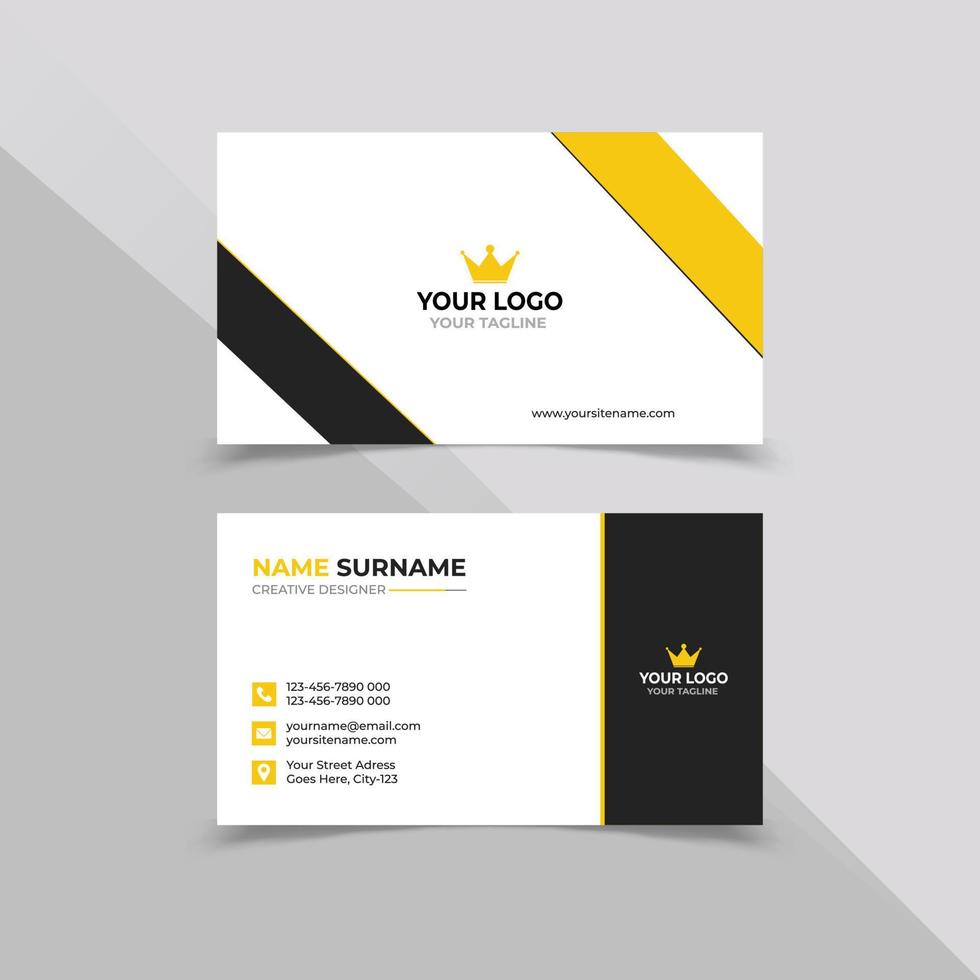 plantilla de diseño de tarjeta de presentación mínima en color blanco, negro y amarillo vector